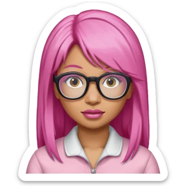 Rapper Nicki Minaj pink hair wear glasses sticker