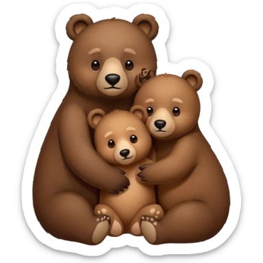 Mama, papa, and baby bear hug sticker