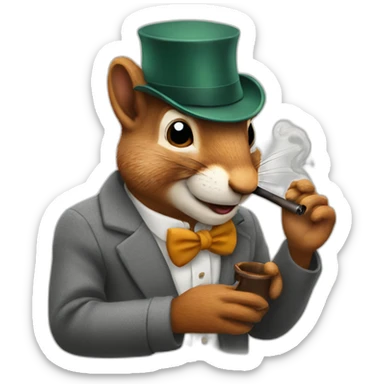 Squirrel smokes a pipe sticker