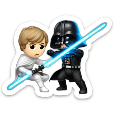 Luke skywalker and darth vader fighting with laserswords sticker