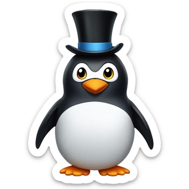 penguin with a top hat sticker