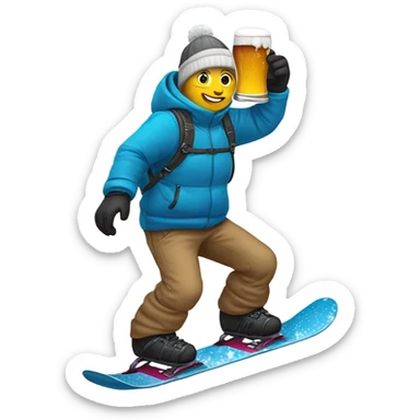 Snowboarding while drinking a beer sticker