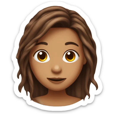 A girl with brown mid length hair that’s tangled, with chocolate all over her face sticker