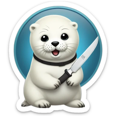 harp seal with knife sticker