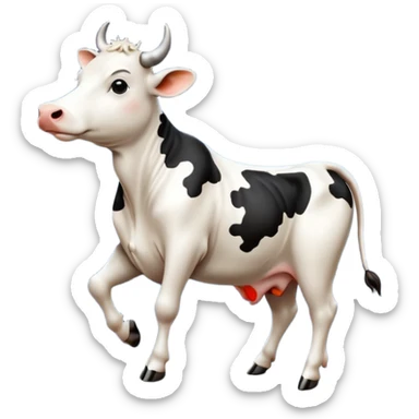 A cow dancing tango on a mountain in the moonlight sticker