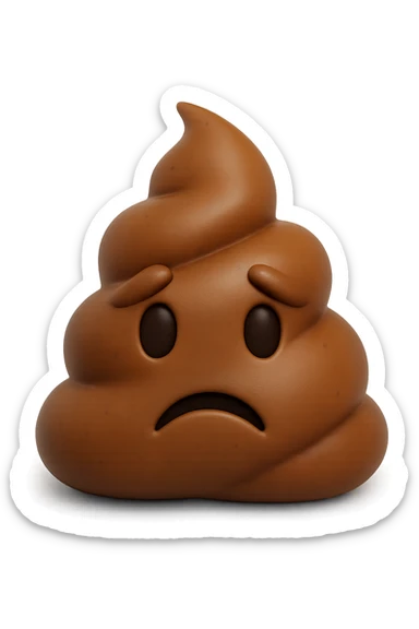 EMOJI STILE IPHONE 3D DI UNA MONTAGNETTA DI FECI A PALLINE CON ESPRESSIONE TRISTE, IPERREALISTICO 4K sticker