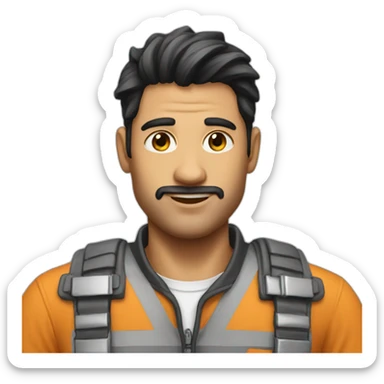 Make a realistic builder with black hairs sticker