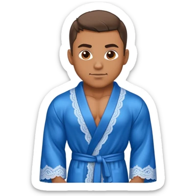 muscular man body silk lace blue robe model sticker