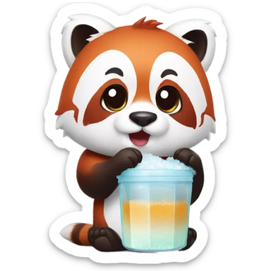 Red panda has salt shaker in his hand sticker
