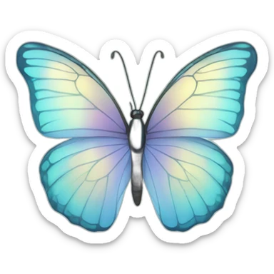 Pastel blue iridescent butterfly sticker