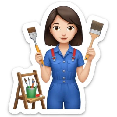 brunette girl renovating her apartment sticker