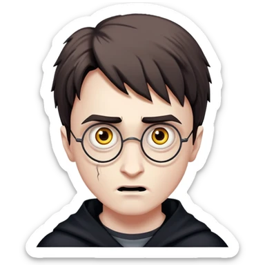 Scary Harry Potter with lightning scar and creepy eyes sticker