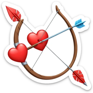 bow and arrow with red heart in the middle sticker