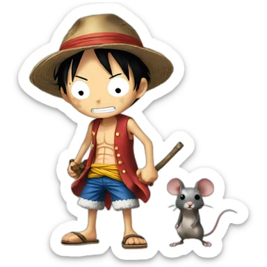 luffy from one piece hunting a rat sticker