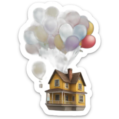 Up house flying with balloons with clouds sticker