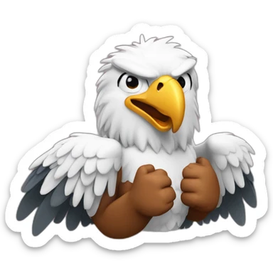 eagle with thumbs up and big smile and muscle pose showing the bicepts sticker