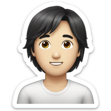 A  cute Korean man with black nose-length hair sticker