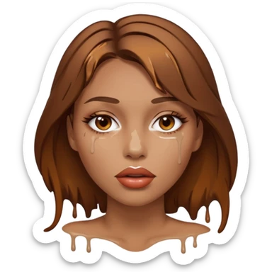 Brown Hair, Woman, white paint drip, face, hot, Sexy, lips sticker