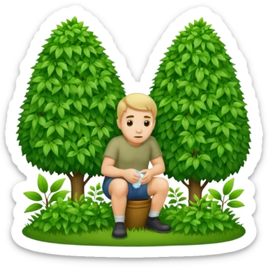 Guy peeing into bushes sticker
