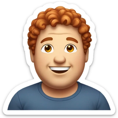 Redish curly few hair guy chubby smiling sticker