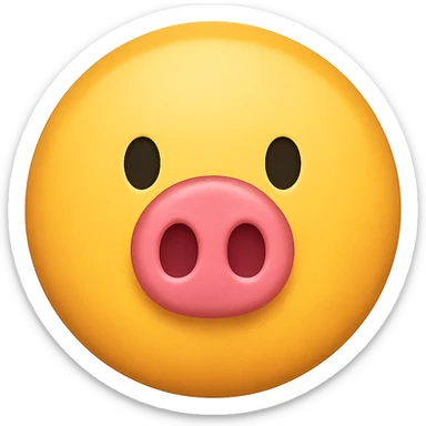 yellow face with pink pig nose emoji, digital illustration, no background sticker