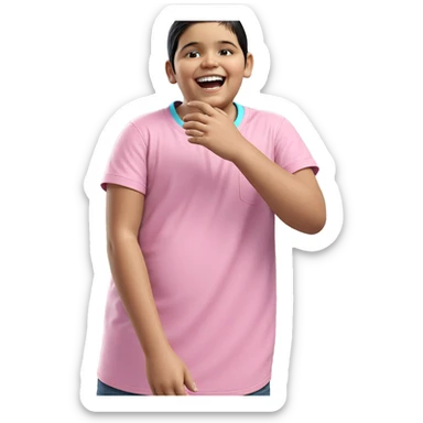 laughing boy in pink shirt sticker