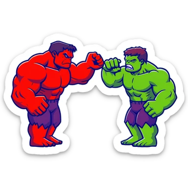 Red Hulk versus Green Hulk face off sticker