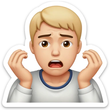 Choking myself with a frustration face sticker