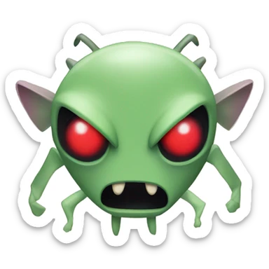 Invader Zim with alien shaped head and red eyes sticker