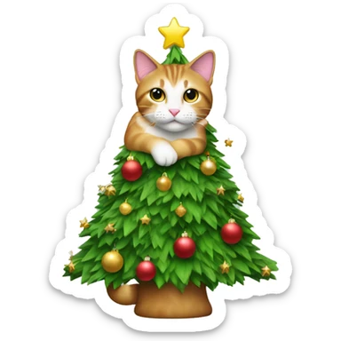 Cat christmas tree sticker