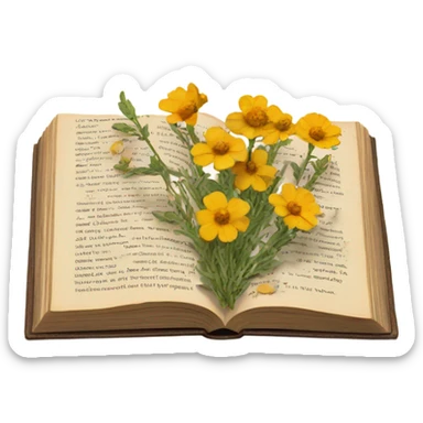 book with some pressed flowers on the pages  sticker