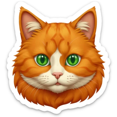 orange cat missing one an eye and with one green eye, with an orange patch of fur near his nose sticker