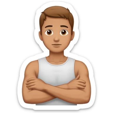 Man crossing his arms holding his neck  sticker