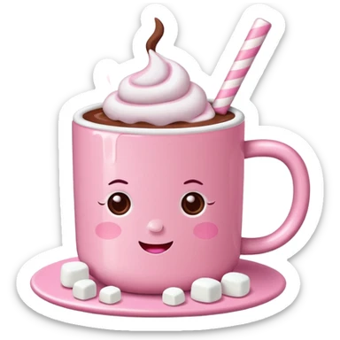heiße Schokolade mit Marshmallows pink . Keine Gesichter  sticker