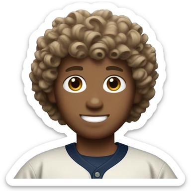 curly brown haired white boy with a padres jersey sticker