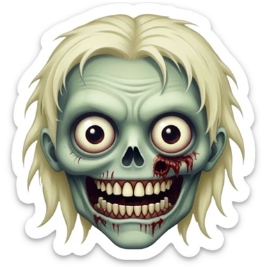 Cinematic 32k HD, Extremely detailed image of a terrifyingly creepy zombie, each hair, eye, and tooth is shown in stunning detail as though captured in a timeless photograph, rich textures, visually rich, so lifelike that it feels like it could leap off the page at any moment sticker