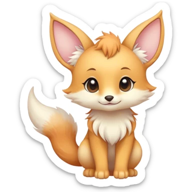 Kawaii bright fantasy ethereal anthro fursona animal with a tufted tail and round ears sticker
