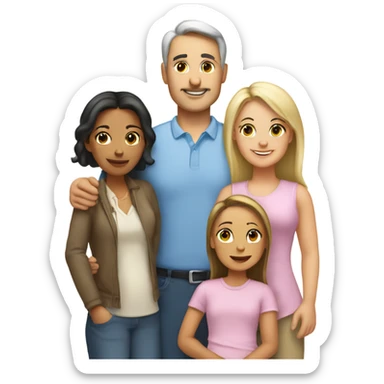 White family mom and dad with two girl daughters sticker