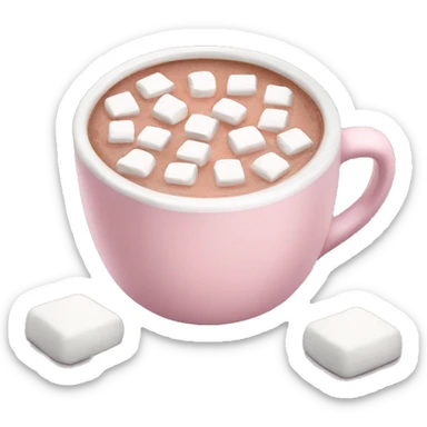 Light Pink mug of hot chocolate with marshmallows  sticker