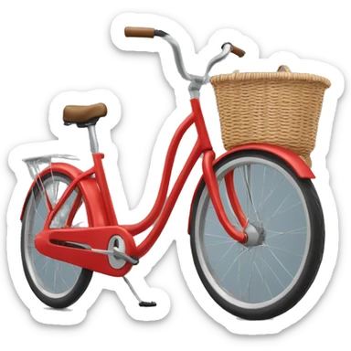 red bycycle with front empty basket sticker
