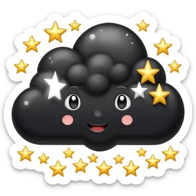 Shiny black cloud with stars sticker