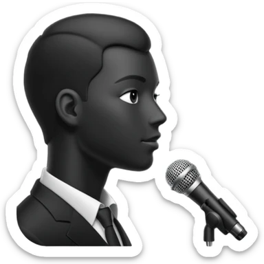 head silhouette speaking into a microphone sticker