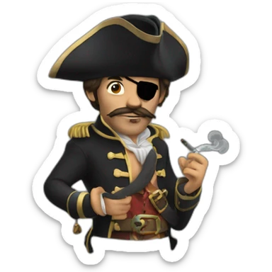 The half-shark, half-human pirate captain smokes sticker