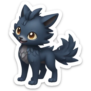 Cute cool fantasy dark-themed animal hybrid Fakemon full body sticker