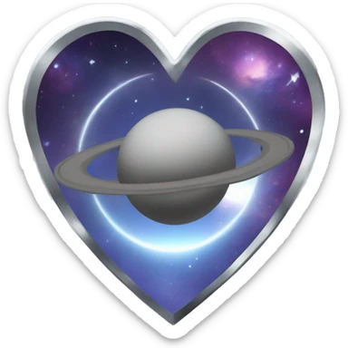platinum heart shape saturn sticker