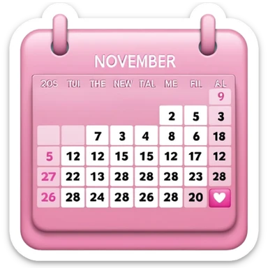 pink calendar of november 2025 sticker