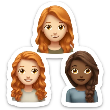 Best friends ginger girl and brunette girl sticker
