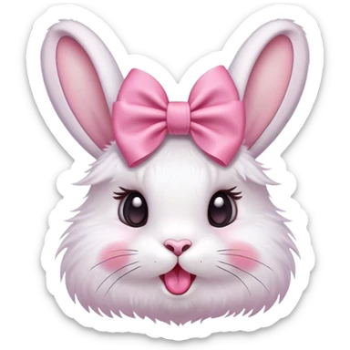 Make a rabbit sticking out its tongue with a pink bow on her head  sticker