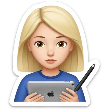 girl suing ipad with pen sticker