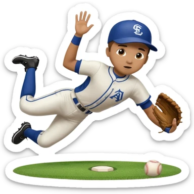 baseball player diving to catch the ball sticker